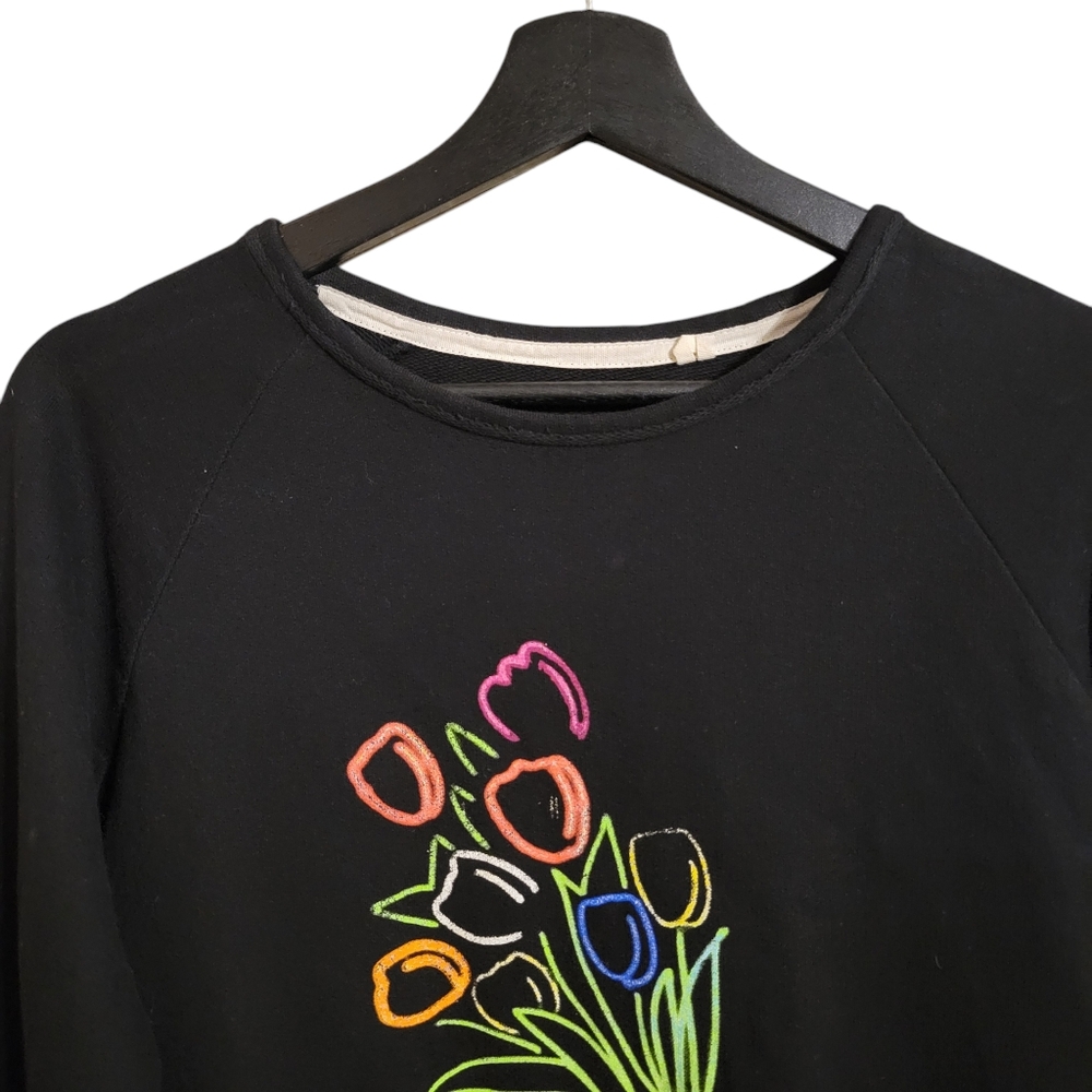Rag & Bone Black Floral Oversized Pullover Sweatshirt - Picture 2 of 8